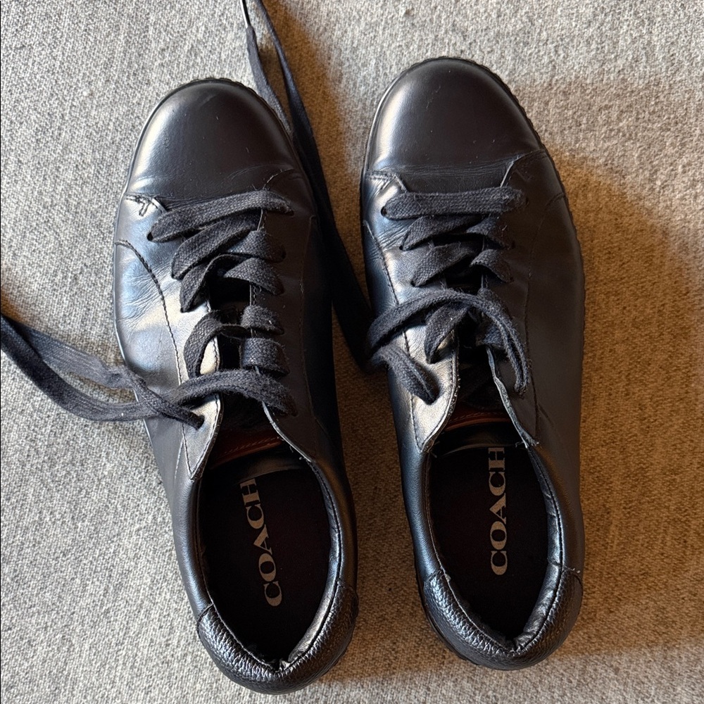 Coach Men's Black Leather Low-Top Sneakers